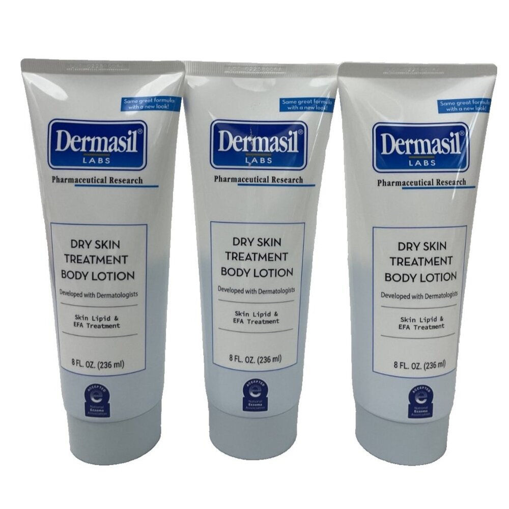 Dermasil Dry Skin Treatment 8 oz. Tubes 3 Pack Body Lotion Skin Lipid & EFA
